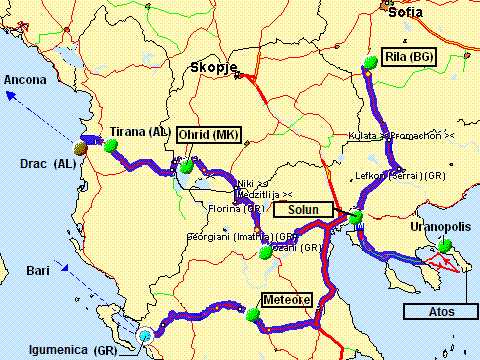 Itinerarij putovanja po jugu Balkana