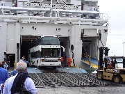 The bus leaves the ferry